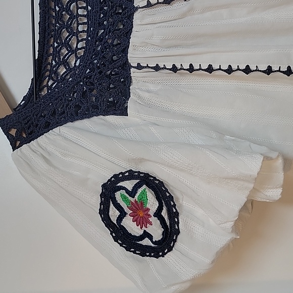 Cleobella | Navi Embroidered White and Blue Women's Top - Picture 5 of 11